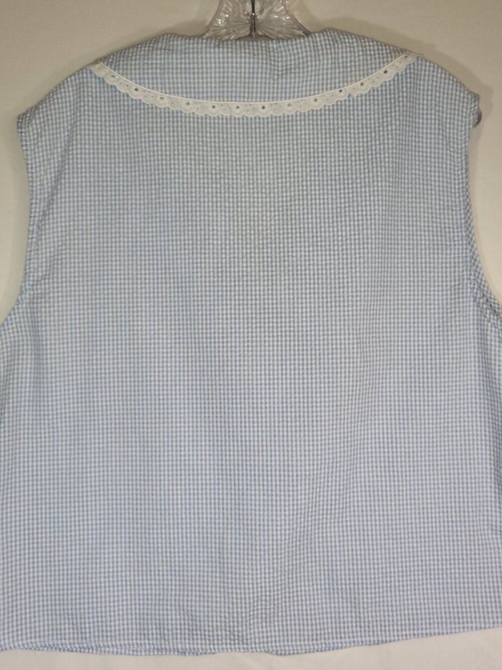 Secret Fantasies Vintage 80's/90's 2 pc Pajama Set Size XL Blue/White Gingham - Picture 6 of 15